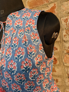 Robe longue à volants en coton imprimé à la main pour femmes, motif uni, fabriquée à partir de coton 100% durable, saison automne/été - Product Image 4