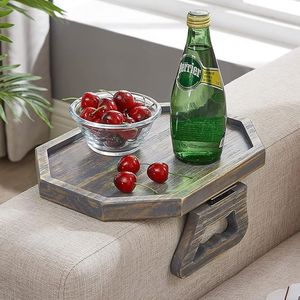 Vassoio con Clip per Divano, Organizzatore Pieghevole, Tavolino da Divano con Clip per Telefono, Bevande e Snack - Product Image 1