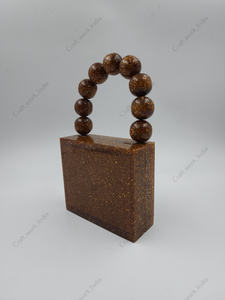 Bolso de Noche de Lujo Indio Hecho a Mano con Resina Brillante para Mujer, Cartera de Fiesta de Diseñador con Asa de Cuentas, Bolso de Mano Impresionante - Product Image 3