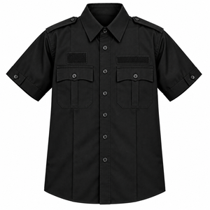 Custom Logo <b>Men</b> Security Guard Shirt Heavy Duty Short Sleeve Work Shirt Button Down Collar Solid Color Custom Security Uniform - Product Image 1