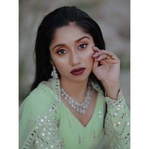 Lehenga choli ชุดงานหมั้นผ้าเลื่อมสีเขียวสีพาสเทลน่ารัก - Product Image 1