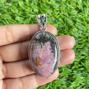 Colgante de Plata de Ley 925, colgante Vintage, hermosa joyería de rodonita, colgante de piedras preciosas, joyería hecha a mano, regalo de compromiso - Product Image 1