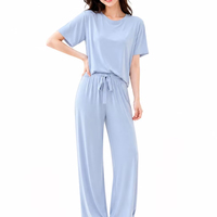 Ensemble pantalon deux pièces pour femmes, manches courtes, patchwork, vêtements de nuit, tenue décontractée, printemps été