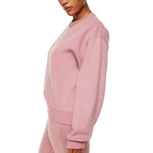 Sudadera holgada de algodón orgánico para mujer, Jersey de punto de felpa francesa de 330GSM, cuello redondo, talla grande, personalizado, OEM, 100% - Product Image 2