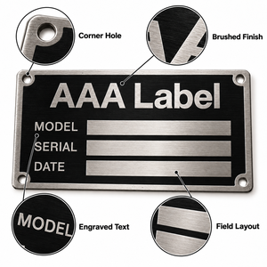 Placa de Datos de Máquina, Placa de Identificación Metálica Personalizada para Modelo, Número de Serie, Información Técnica, Fabricante OEM - Product Image 5