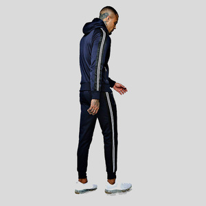 Conjunto Deportivo de Hombre a la Moda, Color Azul Marino, Sudadera con Capucha y Cremallera Completa, Pantalones de Poliéster de Color Sólido, Corte Regular, para Otoño - Product Image 2