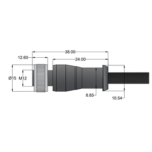 M12 A Code Female Straight 4 Pin with 4x0.34 sqmm PVC Un-Shielded Black Cable - Product Image 3