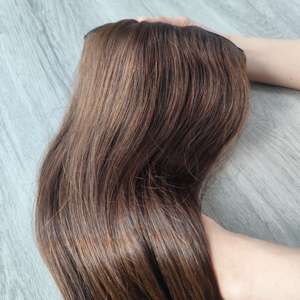 Top europeo de cabello humano Topper Clip en pieza de cabello judío Kosher Topper Base de seda tupé - Product Image 4