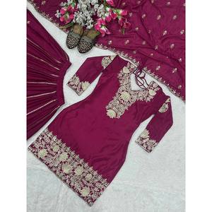 Ensembles de costumes de fête pour femmes de créateur avec travail de séquence de codage de broderie - Product Image 3