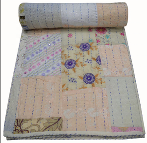 Tradicional Vintage Patchwork bordado Kantha edredones coloridos bordados a mano Kantha edredones mantas OEM algodón decoración del hogar - Product Image 3