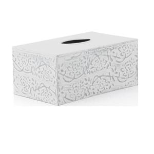 Boîte à mouchoirs décorative de style ferme moderne, forme carrée, blanc vieilli, design en métal rustique pour salle de bain - Product Image 2