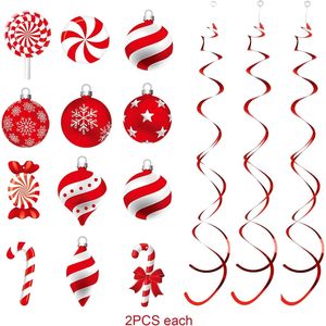 Set di 30 Decorazioni Natalizie a Spirale a Forma di Bastoncino di Zucchero e Ghirlande per Feste di Natale - Product Image 3
