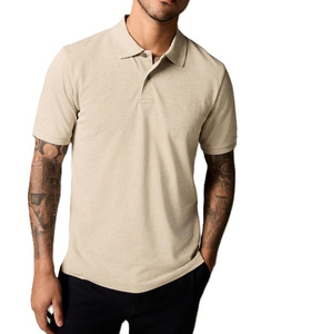 Chemise pour homme en polyester/coton tricoté à manches courtes, motif géométrique, respirante, décontractée, vert clair, logo personnalisé, durable - Product Image 1