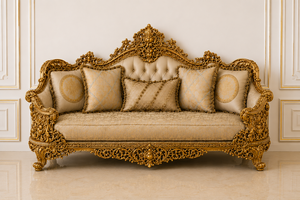 Juego de sofás de lujo para sala de estar, estilo europeo, tallado a mano, con detalles dorados, 5 plazas, para casa/villa. - Product Image 2