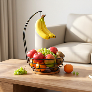 Cesta <span class=keywords><strong>para</strong></span> Frutas de Encimera con Soporte <span class=keywords><strong>para</strong></span> Plátanos, Diseño de Malla Metálica Transpirable, Organizador de Verduras - Product Image 3