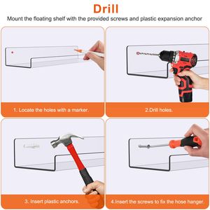 Paquete de 4 Estantes Flotantes Acrílicos Transparentes de 15 Pulgadas, Estantes de Pared para Libros, Organizador de Doble Montaje para Cocina, Exhibición Moderna en Forma de L - Product Image 3