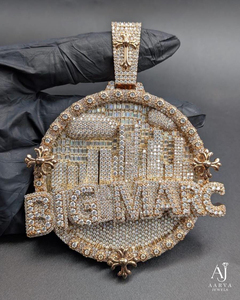 Pendentif en Moissanite Plaqué Or Rose, Breloque Ronde Glaçon, Design Lettre, Bijou Hip Hop Tendance pour Homme - Product Image 6