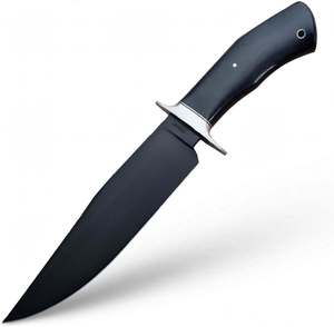 Couteau utilitaire à lame fixe personnalisé noir mat, manche ergonomique en bois d'ébène, outil de découpe pour barbecue extérieur - Product Image 4