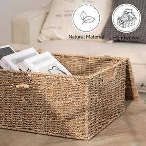 Cesta de almacenamiento de mimbre tejida a mano con tapa abatible, cesta de almacenamiento hecha a mano, venta al por mayor, ecológica, hecha en Vietnam - Product Image 6