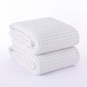 White Textured Waffle Weave 100% Cotton Bath Towel Lightweight Soft - Product Image 6