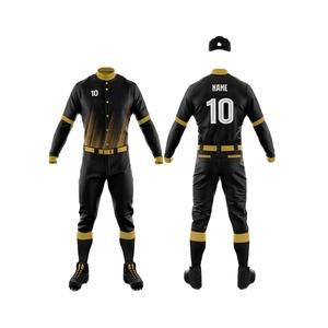 Uniforme de Béisbol para Adultos al por Mayor, Conjunto Completo de Manga Larga, Logotipo Frontal Personalizado, Jersey de Béisbol Transpirable, Ropa Deportiva 100% Poliéster - Product Image 1