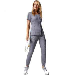 Conjuntos de fregado de punto para mujer de alta calidad, uniforme de enfermera de hospital personalizado con diseño de etiqueta privada - Product Image 1