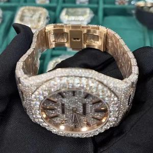 Luxury Women's Diamond <b>Watch</b> Round <b>Case</b> 40mm Analog Dial Sapphire Crystal Deployment Clasp Rose Gold Tone - Product Image 3