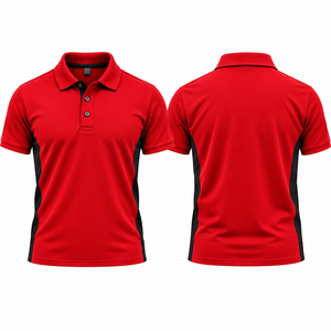 Camiseta Deportiva Personalizada Roja y Negra para Hombre, de Secado Rápido, Antiarrugas, Transpirable, de Poliéster Tejido, Uniforme de Golf para Equipo, OEM - Product Image 3