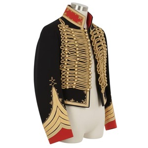 Chaqueta Hussar Negra para Hombre con Bordado Dorado, Cuello Alto, Doble Botonadura, Abrigo Formal de Invierno para Uniformes - Product Image 6