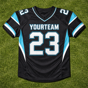 Fabricante OEM de camisetas de fútbol americano personalizadas, tela de poliéster transpirable de secado rápido, nombre y número del jugador bordados a medida. - Product Image 4