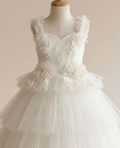 Factory <b>Direct</b> Pink Flower Girl Dress Sparkly <b>Beaded</b> Bodice Puffy Layered Satin Knee-Length Ball Gown Princess Party - Product Image 4