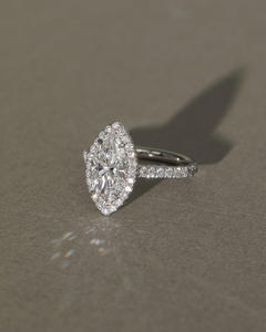 IGI/GIA Lab Grown Vintage 14K oro blanco boda/compromiso Unisex anillo corte diamante aniversario fiesta regalo con pera corte diamante - Product Image 4