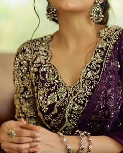 Indian Ethnic Traditional Fancy Designer <b>Saree</b> Embroidery Work for Wedding Party and Festive Function for Women Trendy Outfit - Product Image 4