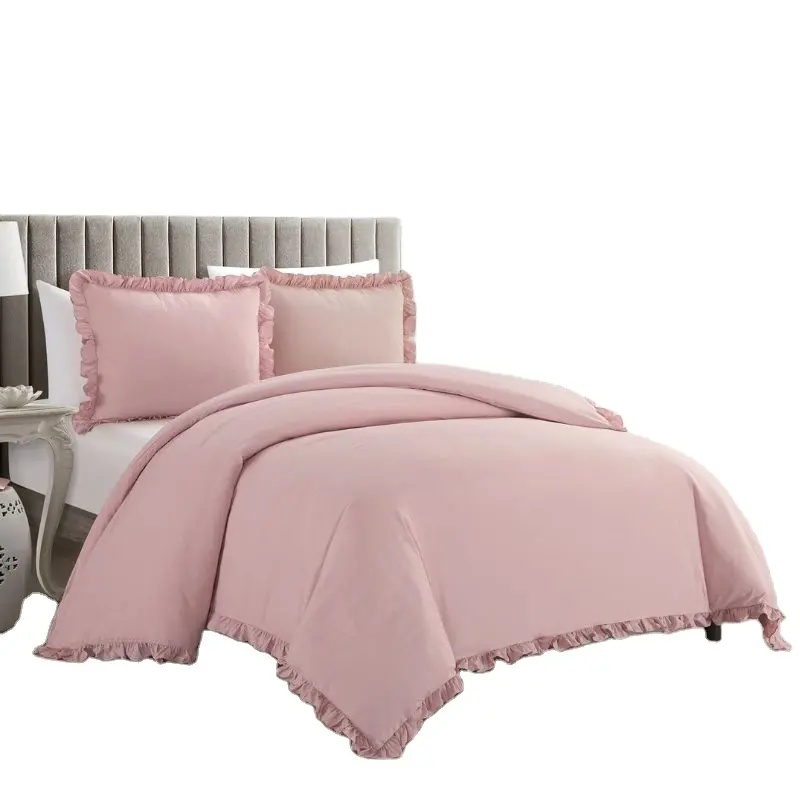 New Fashion Premium Jacquard lenzuola Sleep aid Ruffle copripiumino Blush Pink Bedding trapunta Twin Size lenzuolo in microfibra piumino