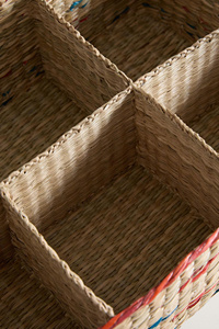 Functional <b>Rectangular</b> Seagrass Storage <b>Basket</b> With Compartments Handmade Organizer - Product Image 3