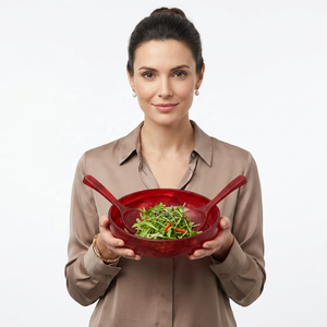 Ensemble de service à salade en résine écologique 2 pièces couleur personnalisée, résistant au lave-vaisselle et au micro-ondes, par Handmade Collection - Product Image 1