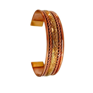 Handmade Copper Cuff <b>Bracelet</b> Vintage Tibetan Style Mixed Metal Bangle Braided Embossed Brass Kada Jewelry For <b>Men</b> Women - Product Image 4