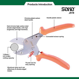 Sécatrices robustes SONO J519 pour jardin et arbres fruitiers, branches épaisses, avec poignée en chrome et PVC, similaires aux modèles Lowe. - Product Image 2