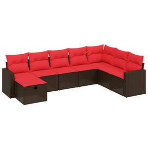 Ensemble de canapés de patio en polyrotin marron 8 pièces avec coussins, meubles d'extérieur élégants - Product Image 2