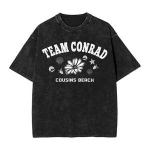 T-shirt surdimensionné en coton Team Conrad Cousins Beach pour homme, décontracté, à manches courtes, imprimé floral, col rond, style vintage - Product Image 1