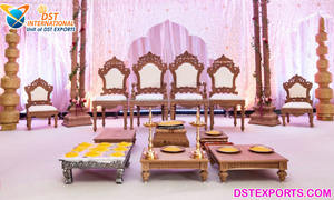 เก้าอี้ไม้ Mandap คุณภาพสูงสำหรับงานแต่งงานเก้าอี้ mandap vidhi ดีไซน์ใหม่เก้าอี้ mandap สำหรับงานแต่งงาน - Product Image 3