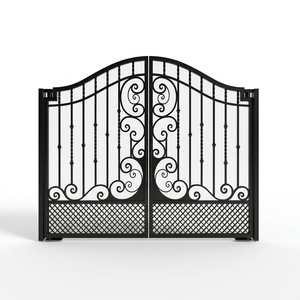 Portail double battant en fer forgé traditionnel KHP, commande manuelle, revêtement poudré, durable, pour usage extérieur - Product Image 1