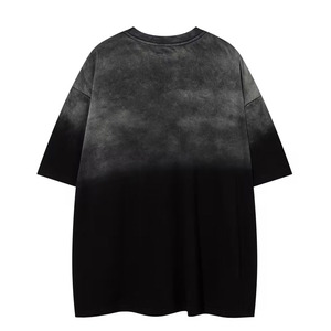 T-shirt oversize tie-dye pour homme, manches courtes, dégradé noir, imprimé lettres $, style streetwear, col rond, en coton tricoté - Product Image 6