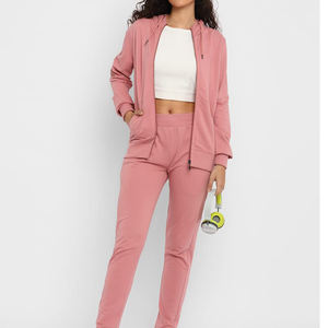 Custom Women Pink Tracksuit <b>Set</b> Zip Hoodie <b>Jogger</b> Pants <b>Matching</b> Casual Sportswear Two Piece Athletic Outfit - Product Image 3