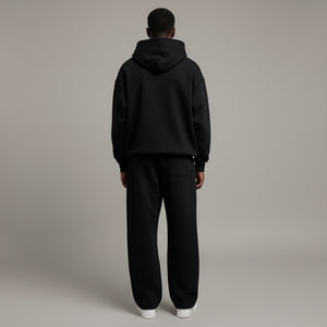 Survêtement à capuche imprimé personnalisé noir de haute qualité OEM, ensemble 2 pièces streetwear premium et tendance, vente en gros - Product Image 4