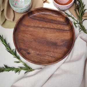 Assiettes à riz en bois d'acacia de haute qualité personnalisées, emballage de qualité supérieure, vaisselle solide polie écologique - Product Image 5
