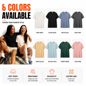 เสื้อยืดคอตตอนเบลนด์พรีเมียมแบบสั่งทำพิเศษ 230 กรัม ทรงโอเวอร์ไซส์ สไตล์สตรีทแวร์ สำหรับทุกเพศ พร้อมบริการพิมพ์โลโก้แบบ OEM ODM สำหรับฤดูร้อน - Product Image 2