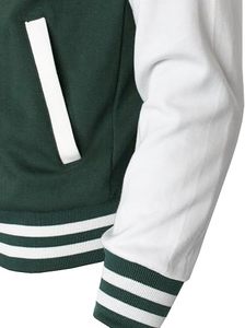 Chaqueta Varsity Verde y Blanca para Hombre con Cierre de Botones, Estilo Preppy, Corte Regular, para Otoño - Product Image 2