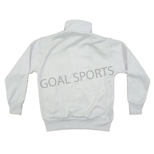 เสื้อแจ็คเก็ตฟลีซทรงสปอร์ตสีขาวสไตล์เรโทรแบบสั่งทำพิเศษ คอตั้ง ปักลายสไตล์วินเทจ เสื้อแจ็คเก็ตกันน้ำสำหรับผู้ชาย ผลิตในปากีสถาน - Product Image 4