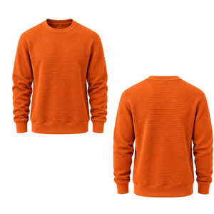 <b>Mens</b> Waffle Knit Sweatshirt Long Sleeve Crewneck Pullover Casual Textured <b>Thermal</b> Top Custom OEM Streetwear Manufacturer Factory - Product Image 4